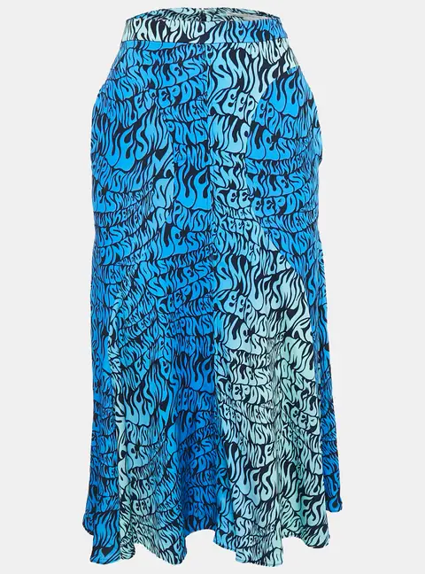 Stella McCartney Blue Printed Crepe Midi Skirt S