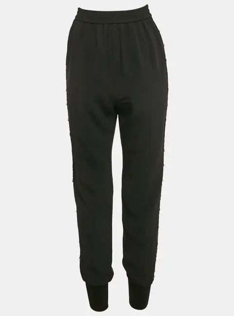 Stella McCartney Black Crepe Lace Trimmed Trousers S