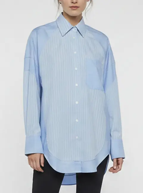 Stella McCartney X H&M Blue Striped Print Poplin Oversized Shirt XS