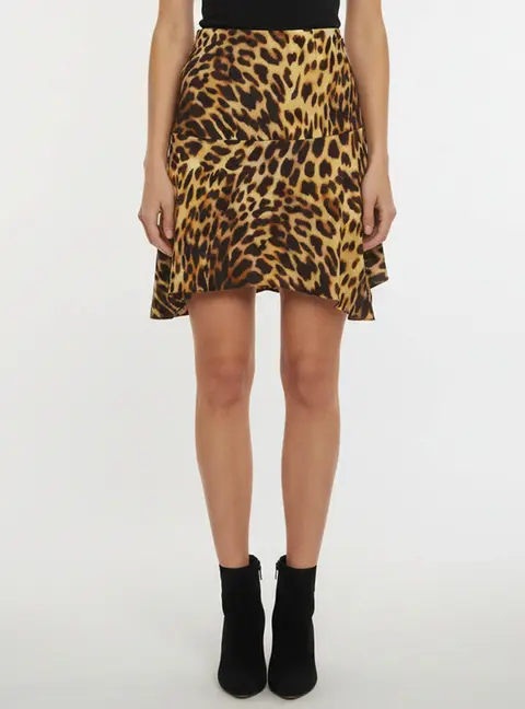 Stella McCartney Brown Leopard Print Jersey Mini Skirt XS