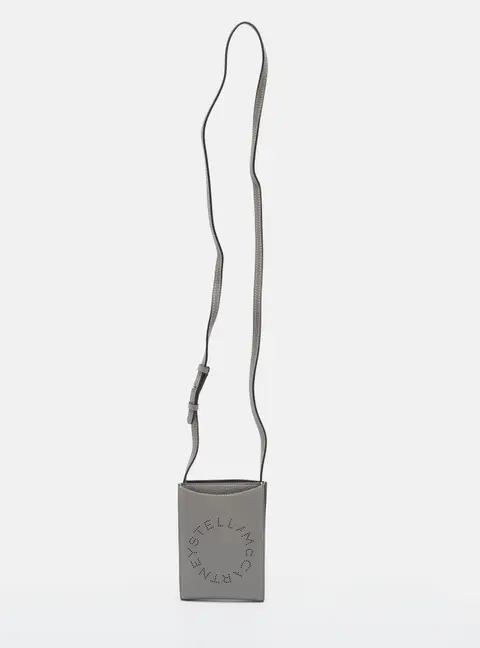 Stella McCartney Alter Mat Grey Faux Leather Phone Crossbody Bag