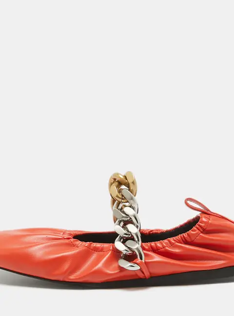 Stella McCartney Orange Faux Leather Falabella Soft Ballet Flats Size 36