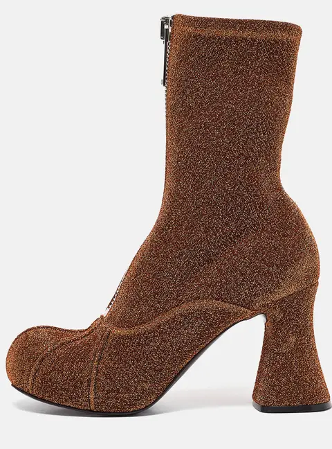 Stella McCartney Groove Size 38 Brown Lurex Fabric Ankle Length Boots