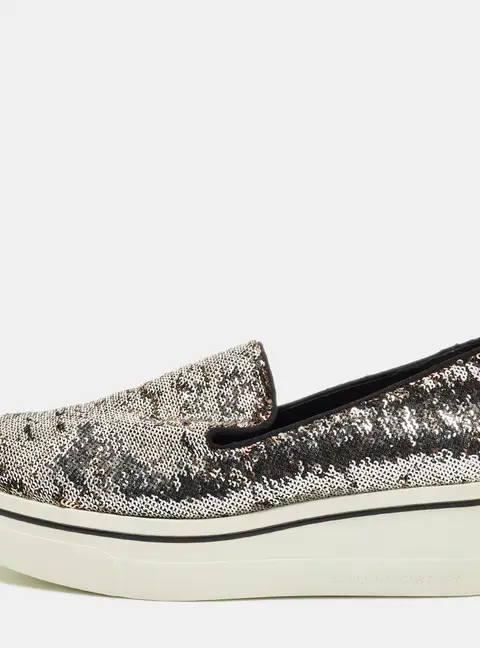 Stella McCartney Gold/Silver Sequin Binx Sneakers Size 40