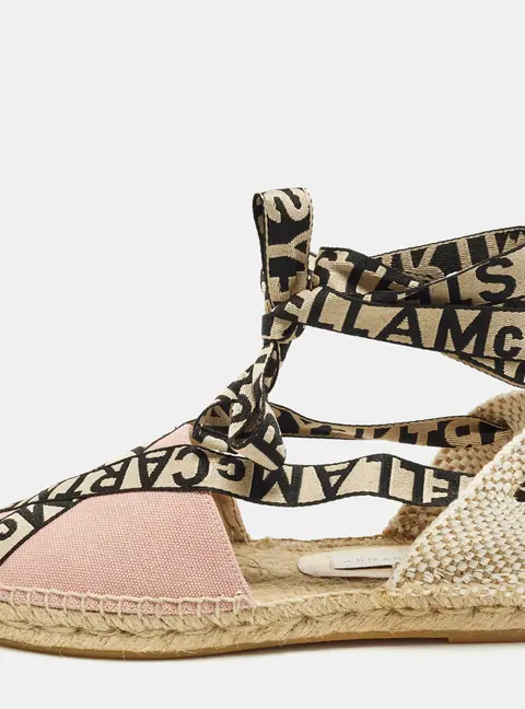 Stella McCartney Gaia Size 36 Pink/Beige Canvas Espadrille Flats