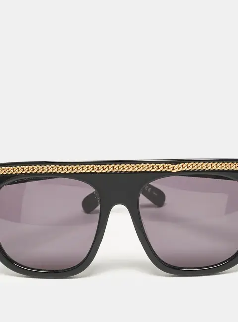 Stella McCartney Black Falabella Chain Square Sunglasses