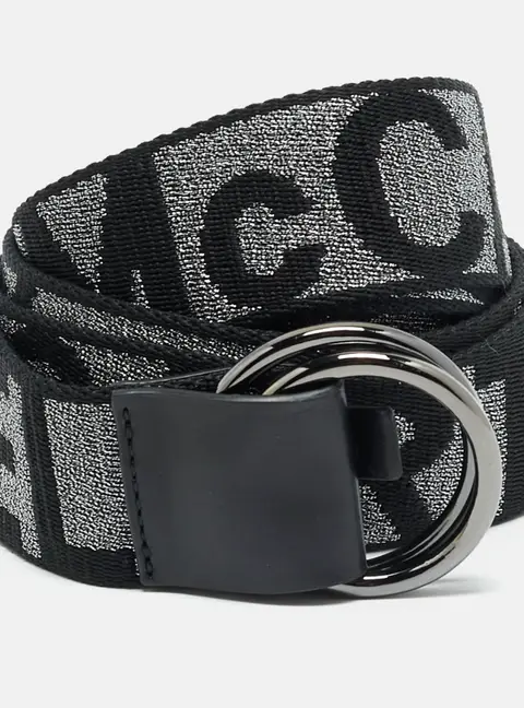 Stella McCartney M Buckle Belt Black/Silver Monogram Canvas