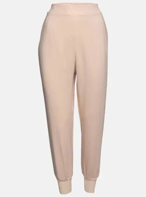 Stella McCartney Light Pink Crepe Rib Knit Trimmed Pants M