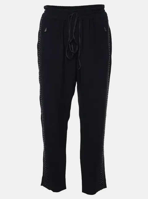 Stella McCartney Black Embellished Crepe Trousers M