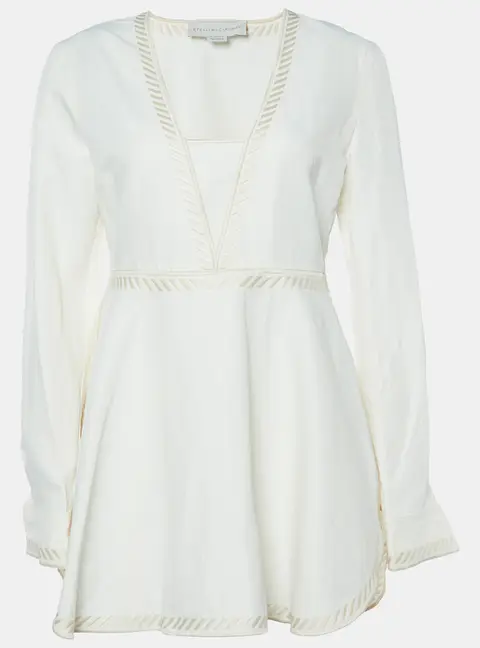Stella McCartney Off White Embroidered Cotton Blend Tunic S