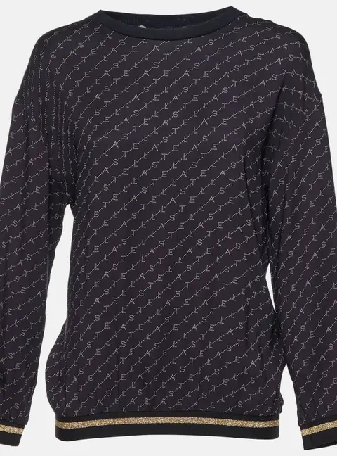 Stella McCartney Navy Blue Logo Printed Jersey Jumper S