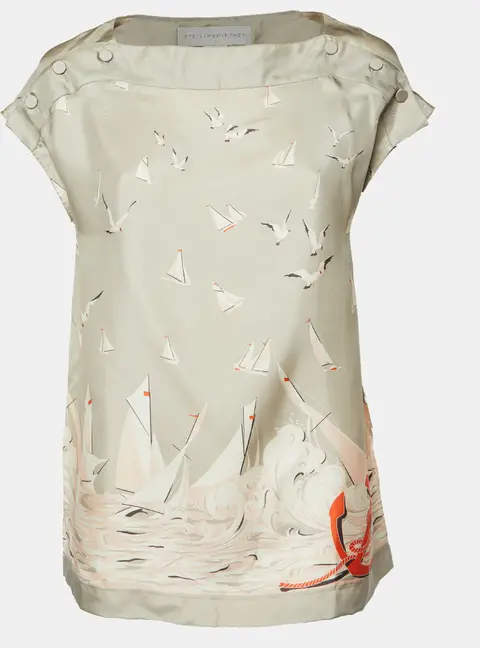 Stella McCartney Beige Printed Silk Top S