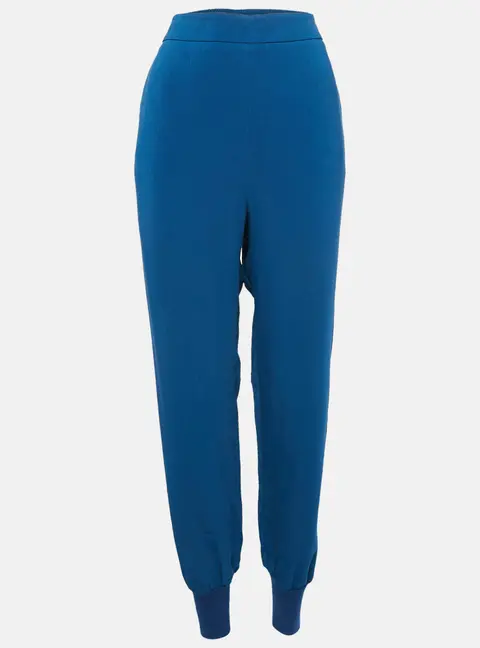 Stella McCartney Blue Crepe and Rib Knit Trim Joggers L