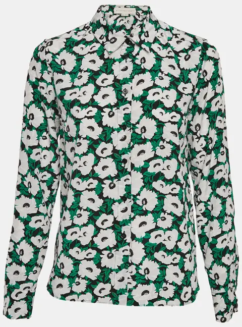 Stella McCartney Green Floral Print Silk Long Sleeve Shirt S