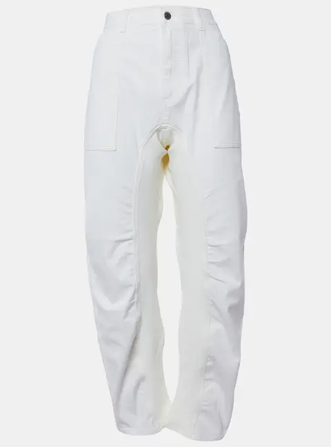 Stella McCartney White Denim & Jersey Tapered Jeans L/Waist 34"
