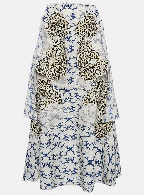 Stella McCartney White Printed Silk Layered Midi Skirt M