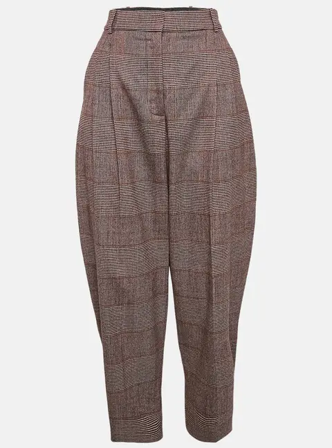 Stella McCartney Pink Houndstooth Wool Cropped Pants M