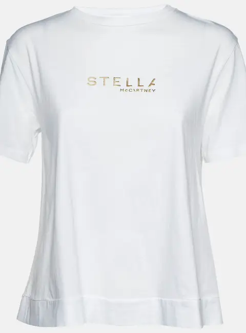 Stella McCartney White Cotton Logo Embossed Crew Neck T-Shirt M