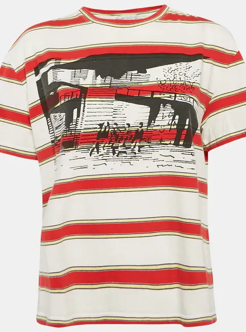 Stella McCartney Multicolor Striped Print Crew Neck T-Shirt M