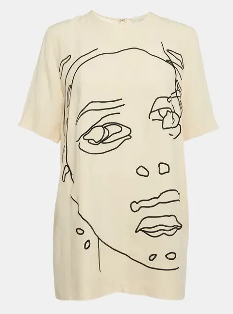 Stella McCartney Cream Embroidered Crepe Mini Dress S