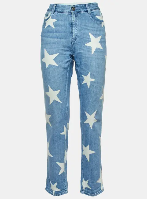 Stella McCartney Blue Star Print Denim Slim Fit Jeans M/Waist 34"