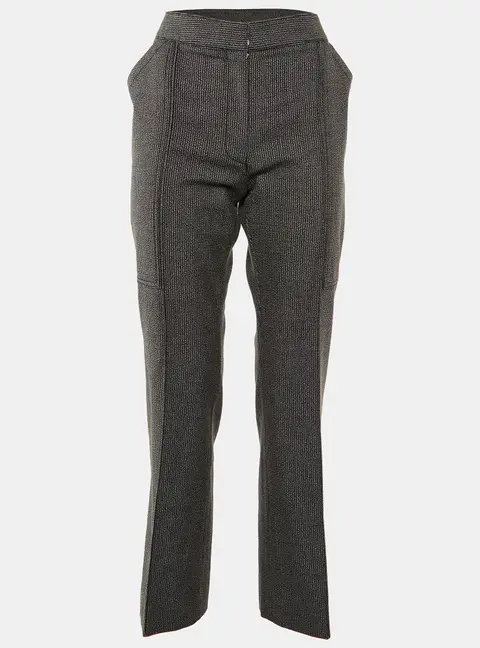 Stella McCartney Black Patterned Wool and Cotton Straight Leg Trousers M