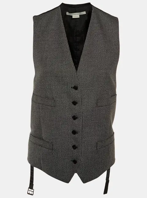 Stella McCartney Charcoal Grey Patterned Wool Sleeveless Vest S