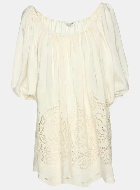 Stella McCartney White Silk Broderie Anglaise Blouse S
