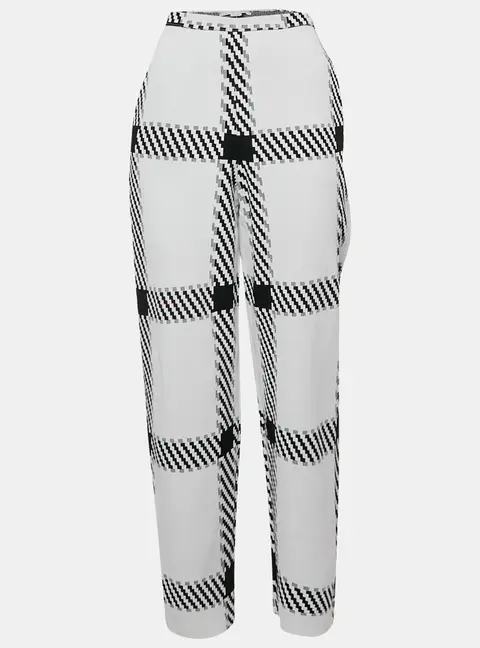 Stella McCartney White Plaid Knit Trousers M