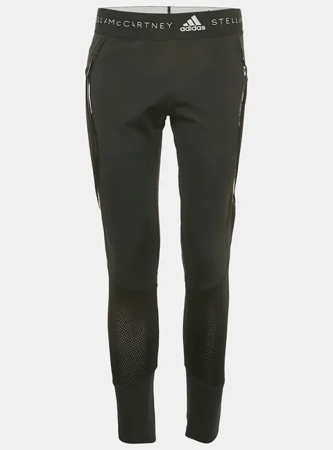 Stella McCartney  X Adidas Black Mesh Trim Jersey Leggings L