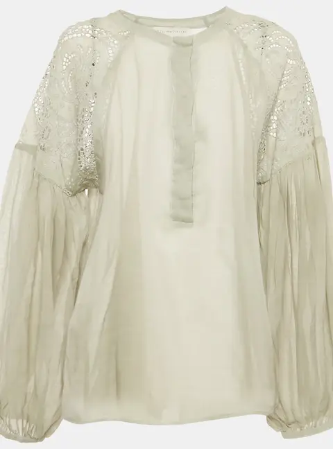 Stella McCartney Grey Broderie Anglaise Cotton Blouse S