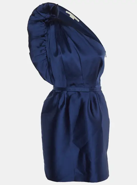 Stella McCartney Blue Cotton & Silk One Shoulder Dress M