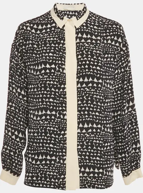 Stella McCartney Monochrome Heart Print Silk Full Sleeves Blouse S