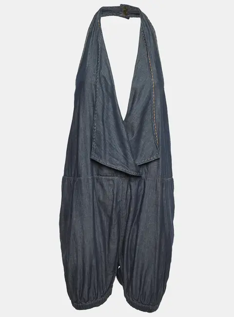 Stella McCartney Blue Cotton Halter Neck Backless Playsuit M