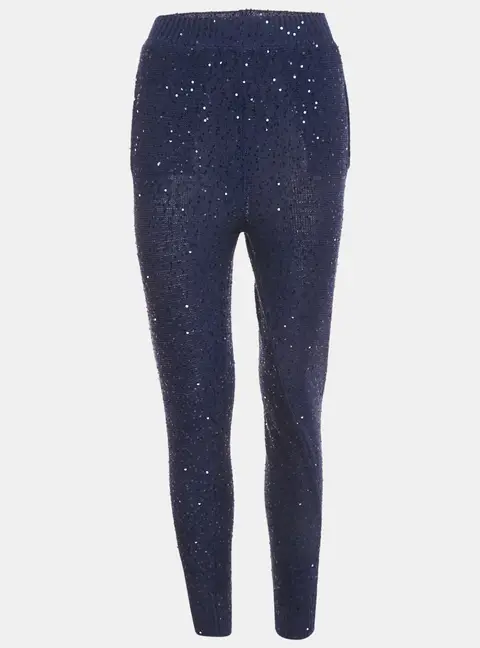 Stella McCartney Blue Sequin Cotton Knit Jogger Pants S