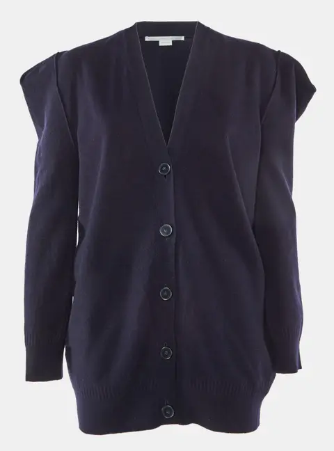 Stella McCartney Navy Blue Wool Button Front Oversized Cardigan XS