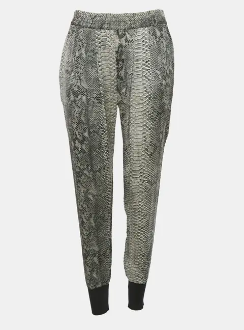 Stella McCartney Grey Snakeskin Print Silk Joggers M