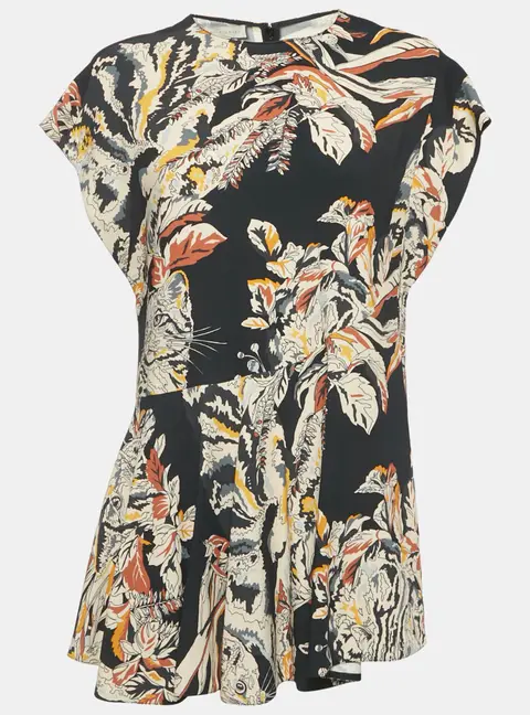 Stella McCartney Navy Blue Printed Crepe Asymmetric Waist Mini Dress M