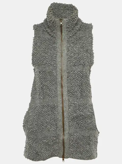 Stella McCartney Grey Wool Knit Sleeveless Jacket S