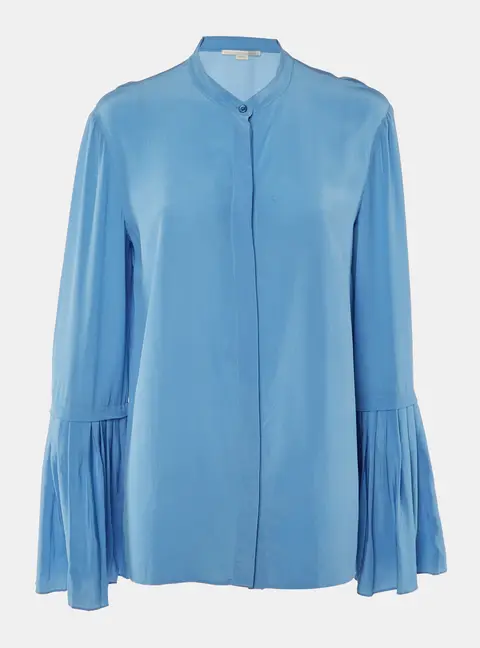 Stella McCartney Blue Silk Flared Sleeve Top L