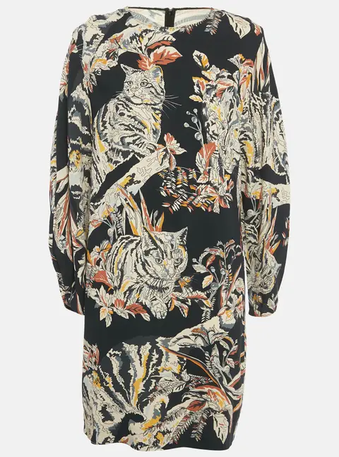 Stella McCartney Black Printed Crepe Short Dress L