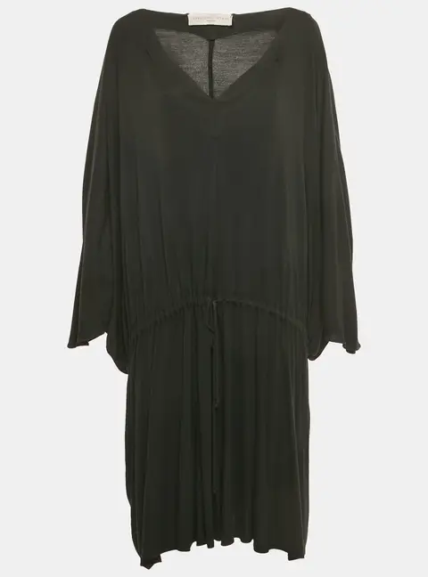 Stella McCartney Black Jersey Plunge Neck Drawstring Midi Dress L