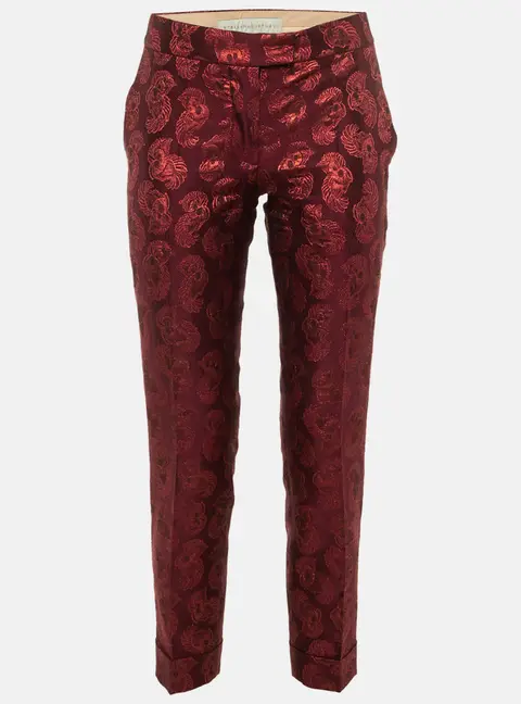 Stella McCartney Maroon Brocade Tailored Trousers S