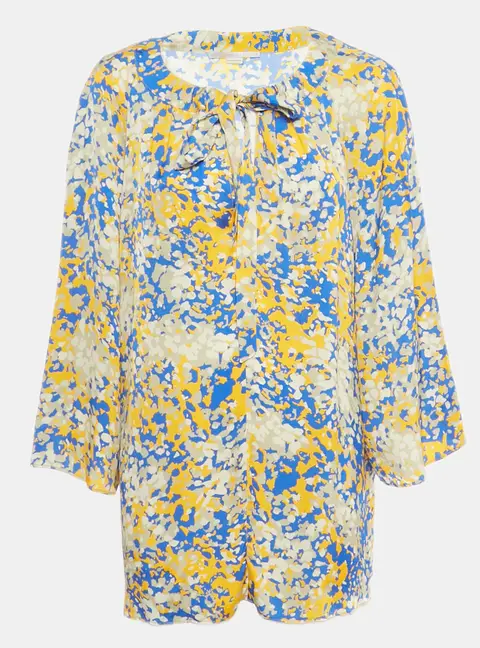 Stella McCartney Blue/Yellow Printed Crepe Tunic Top L