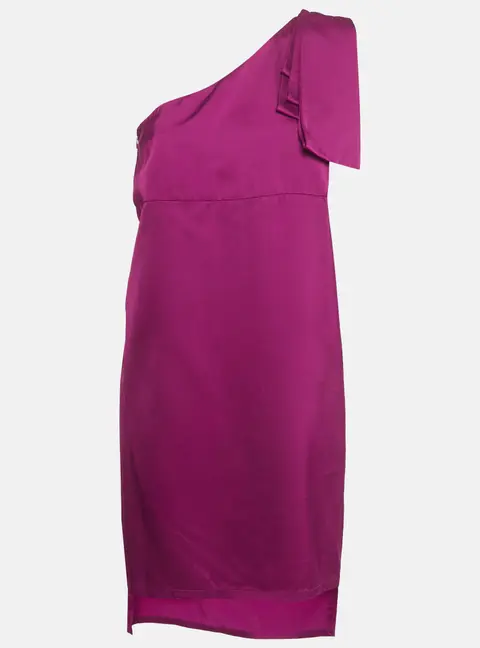 Stella McCartney Burgundy Pink Satin One Shoulder Mini Dress S