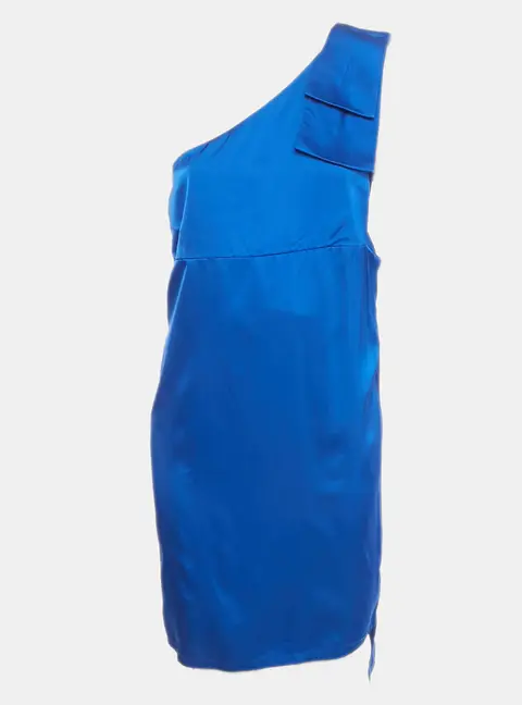 Stella McCartney Blue Satin One Shoulder Mini Dress M