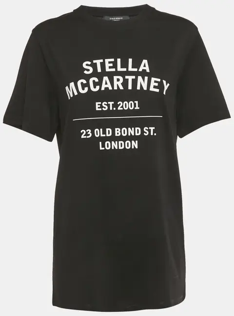 Stella McCartney Black 23 Old Bond Street London Print Cotton T-Shirt XS
