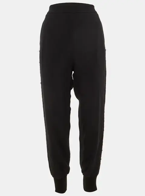 Stella McCartney Crepe Lace Trim Detail Cuffed Trousers M