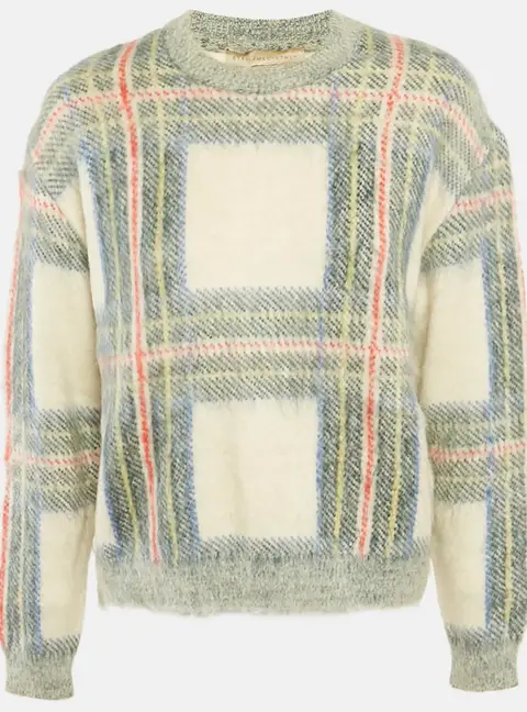Stella McCartney Green/Cream Plaid Mohair Sweater S