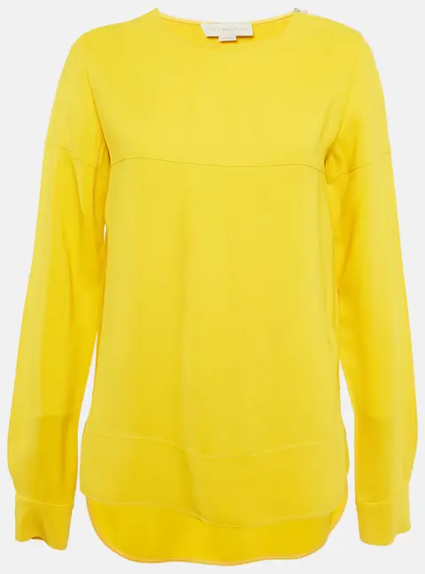 Stella McCartney Yellow Crepe Long Sleeve Blouse S